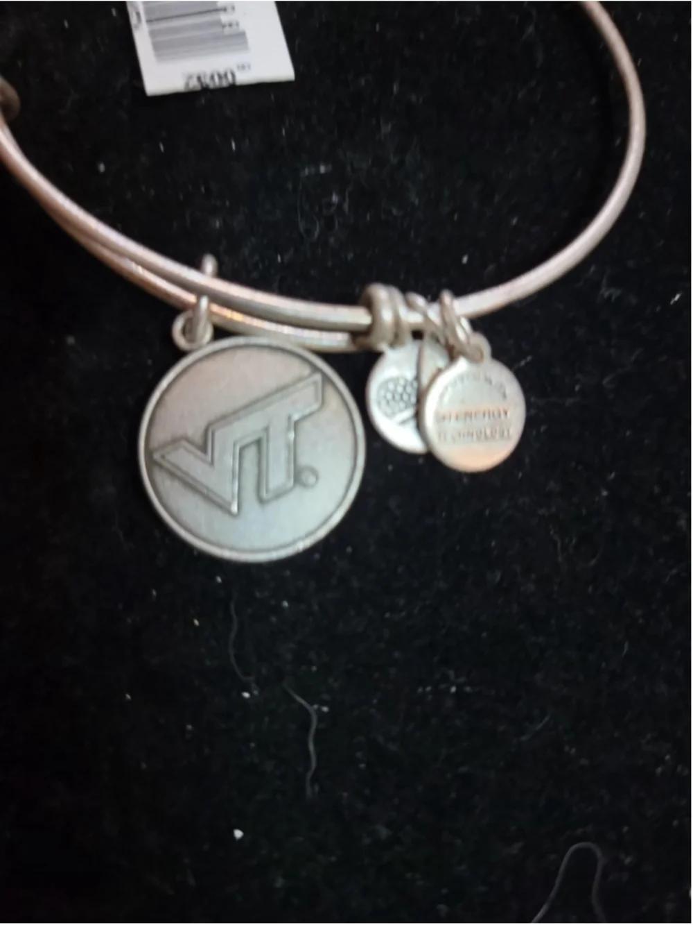 ALEX and ANI - VIRGINIA TECH - Silver Tone VT Charm Bangle Bracelet - Brand New